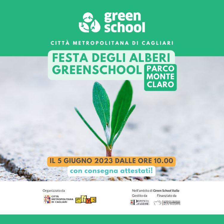 La locandina dell'evento "Festa degli alberi Green School"