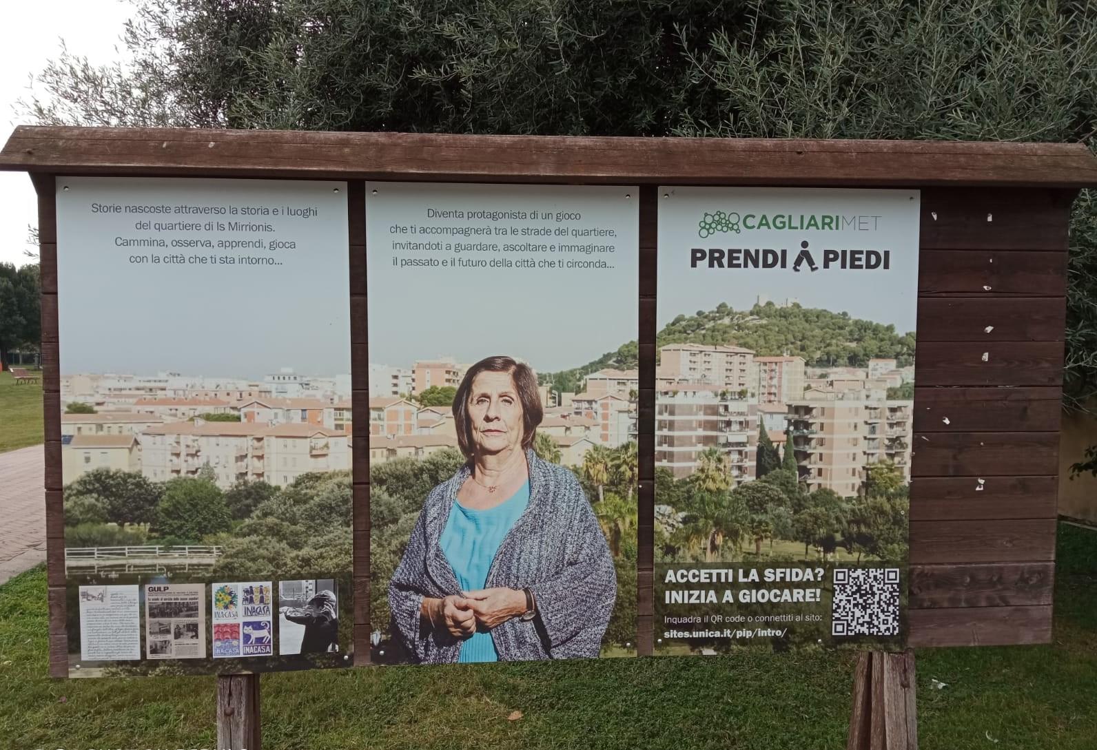 Il pannello che dà il via al percorso nel Parco di Monte Claro