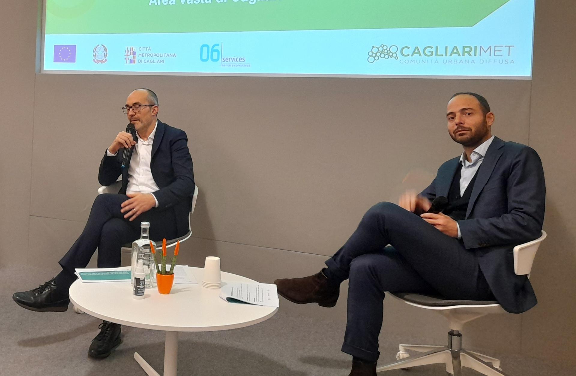 Il sindaco metropolitano e di Cagliari Paolo Truzzu (a sinistra) e il consigliere metropolitano delegato alla Pianificazione Umberto Ticca